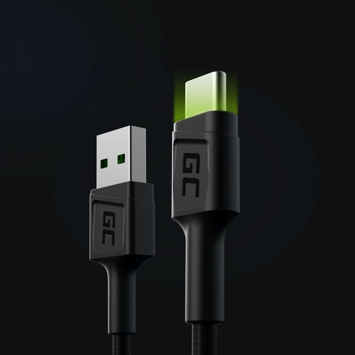 Cablu USB Green Cell KABGC06 Negru Verde 1,2 m